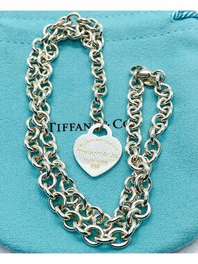 Please Return to Tiffany & Co Y Drop Heart Tag Necklace in Sterling Silver